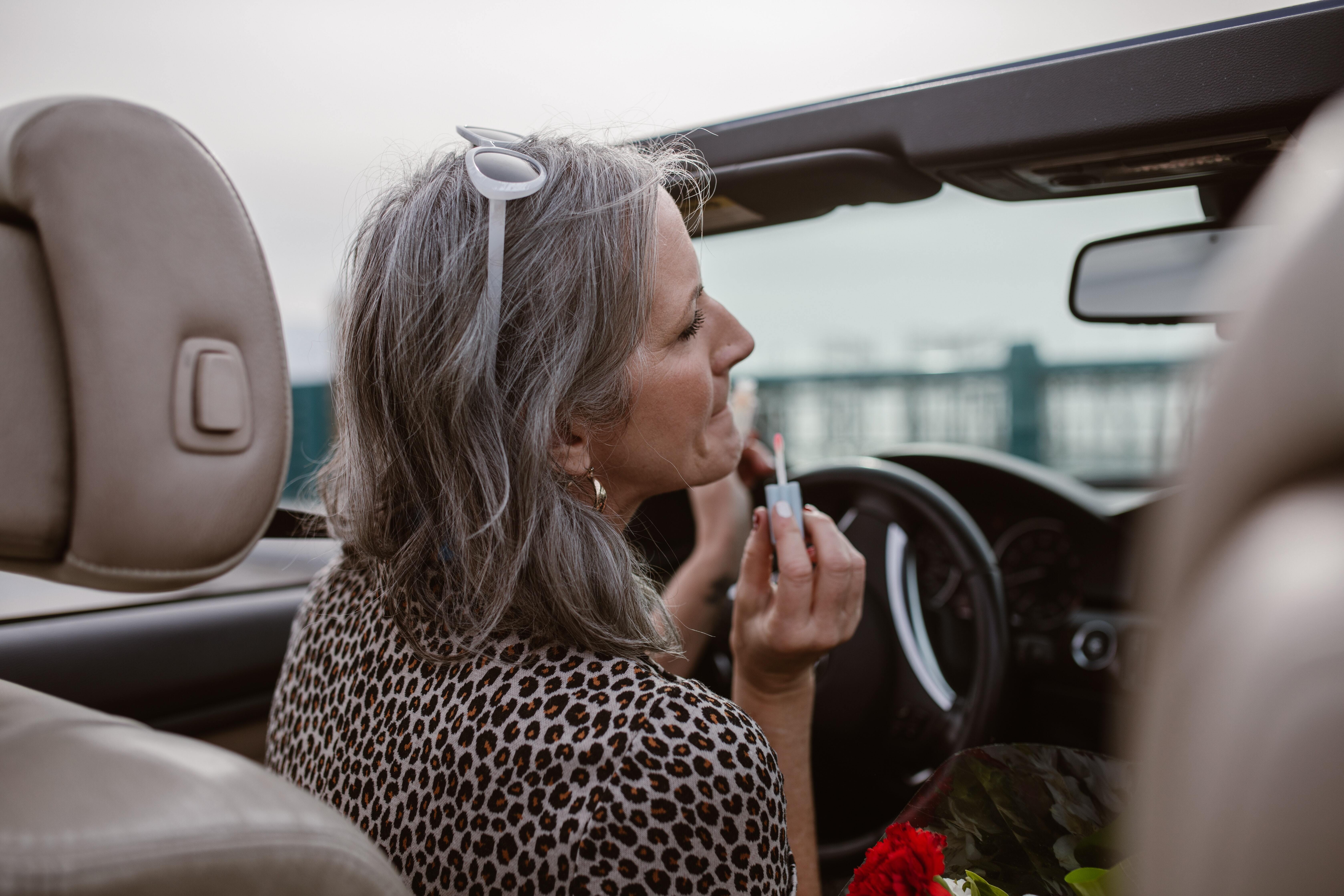 distracted driving stock photo